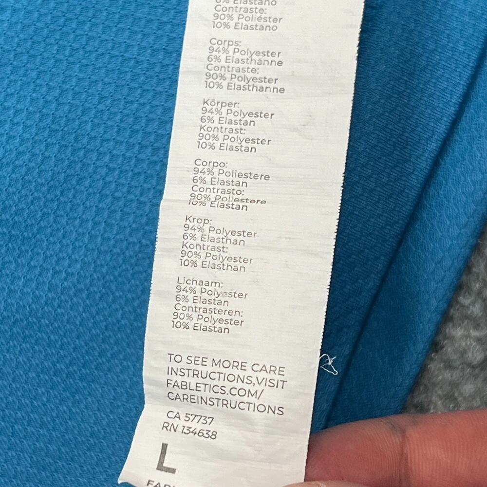 Fabletics O2 Tee Mens L Blue Black Raglan Performance Shirt - Picture 5 of 9